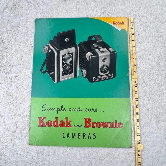 1950s‎ Kodak Brownie Camera Vintage 20 Advertising Sign Cardboard Easel